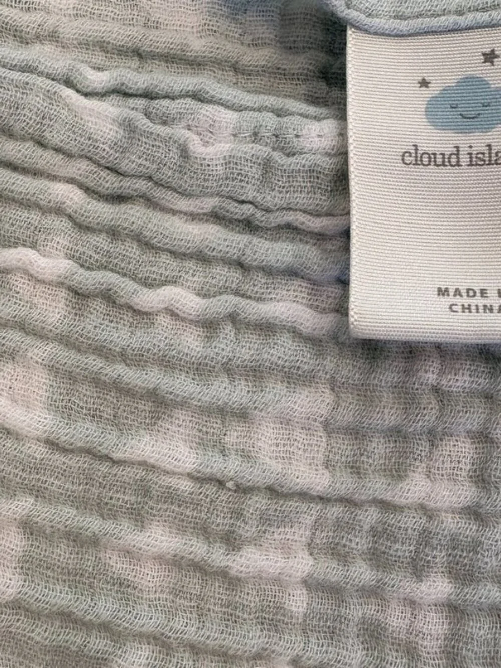 Cloud Island Gray & White Muslin Baby Blanket Triangle Pattern
